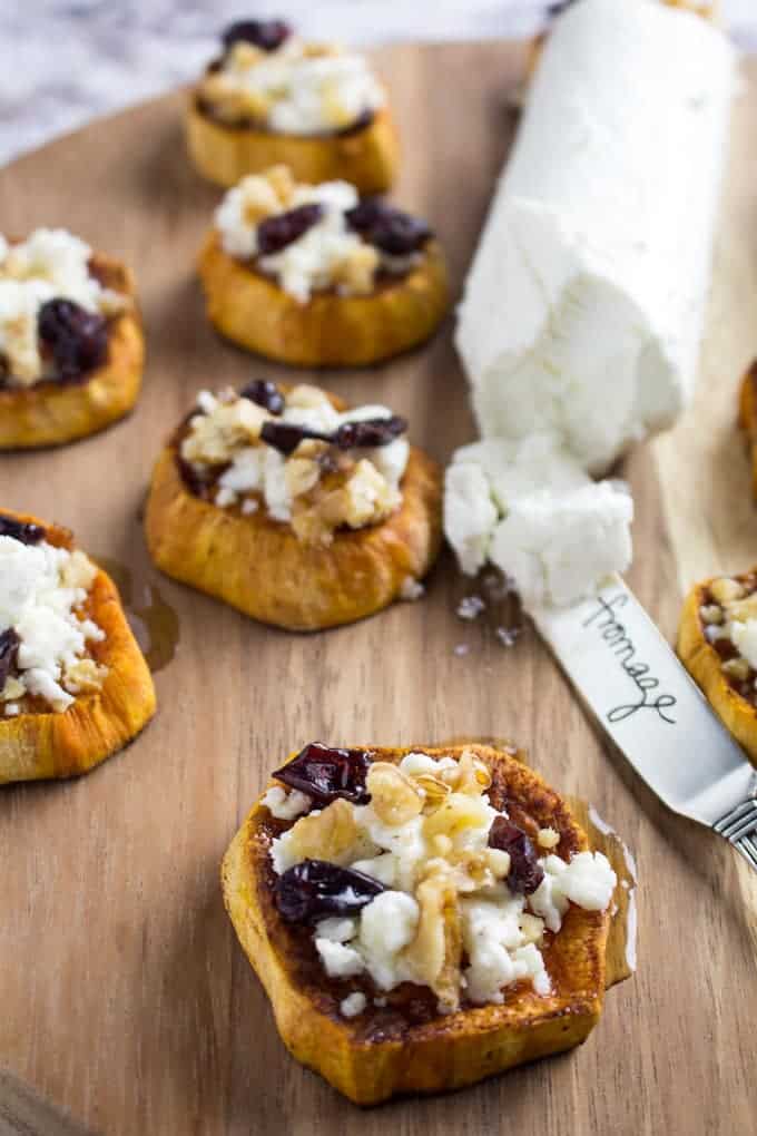 Baked Sweet Potato Rounds with Goat Cheese & Honey • Dishing Delish