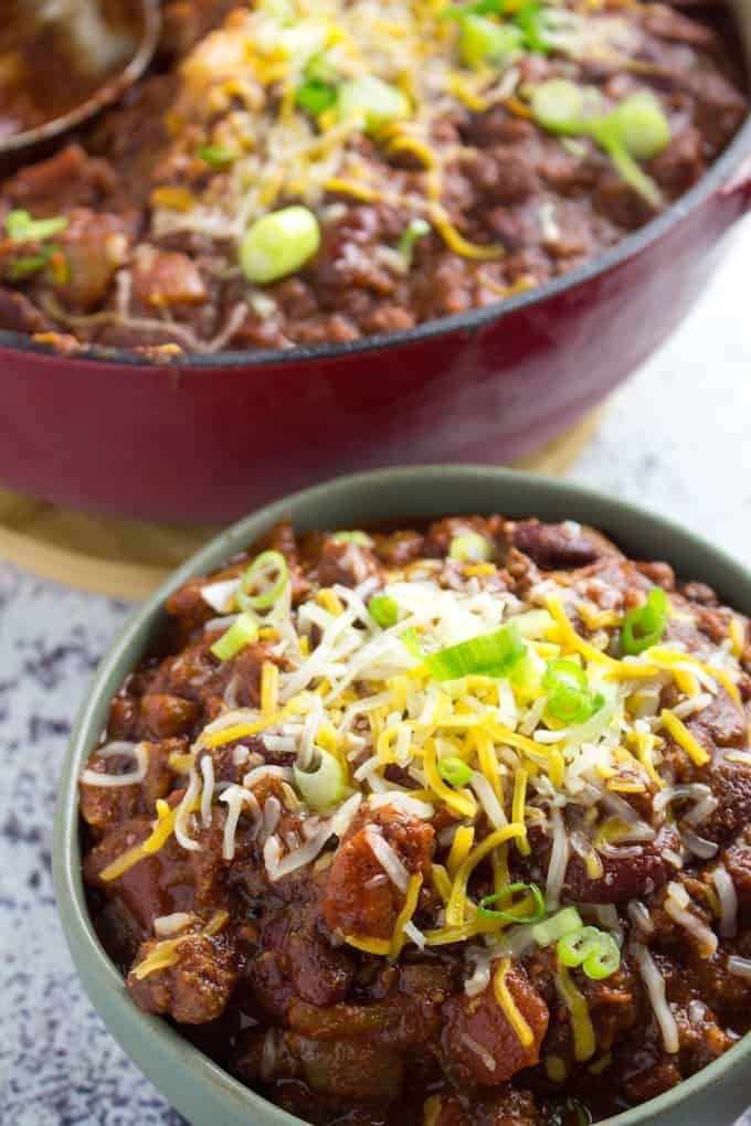 Dutch Oven Chili Recipe - Gluten Free! • Dishing Delish