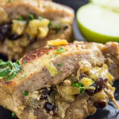 Baked Apple Stuffed Pork Chops (Gluten Free) • Dishing Delish