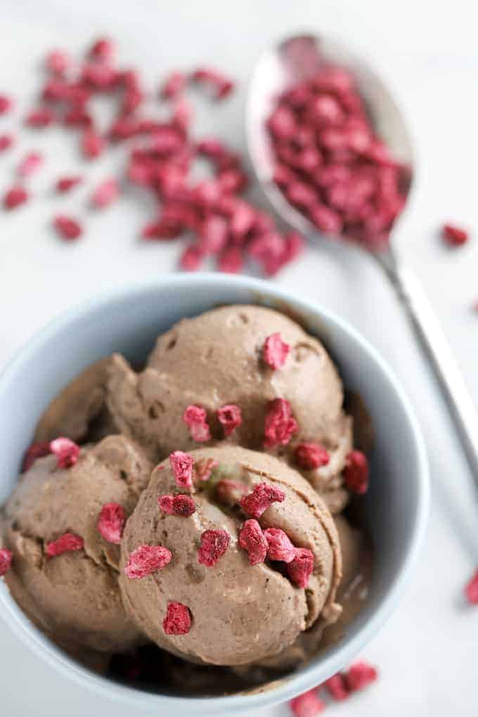 Chocolate Frozen Yogurt With Maqui & Pomegranate • Dishing Delish