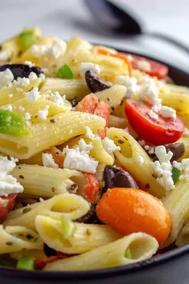 Greek Pasta Salad Recipe (Gluten Free!) • Dishing Delish