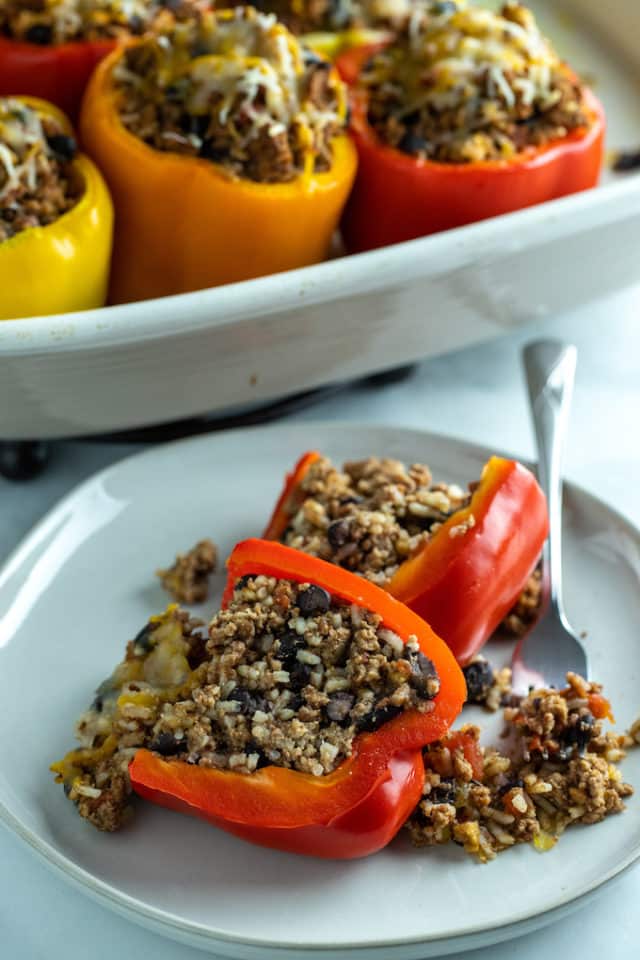 Ground Turkey Stuffed Peppers • Dishing Delish