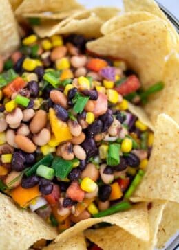 Cowboy Caviar Recipe served with tortilla chips