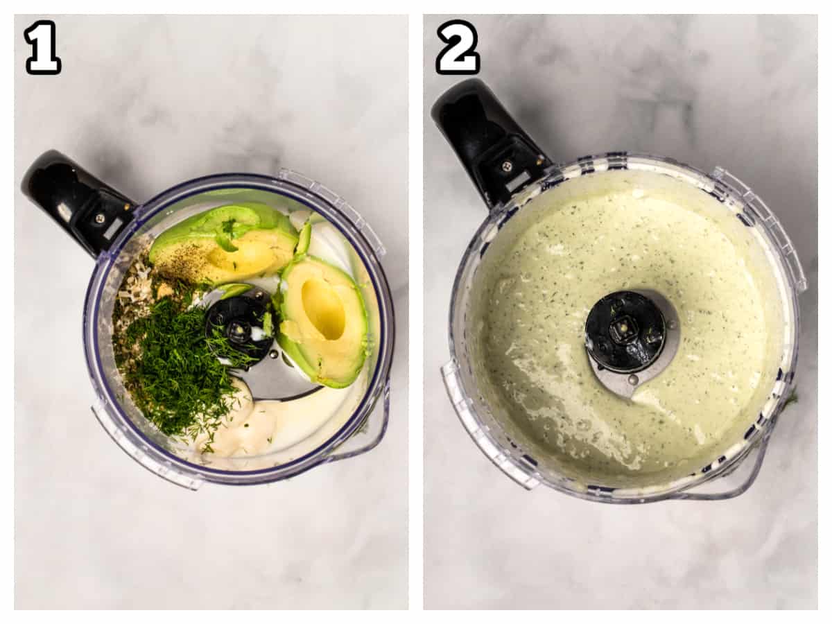 Steps to make avocado lime ranch dressing in a food processor