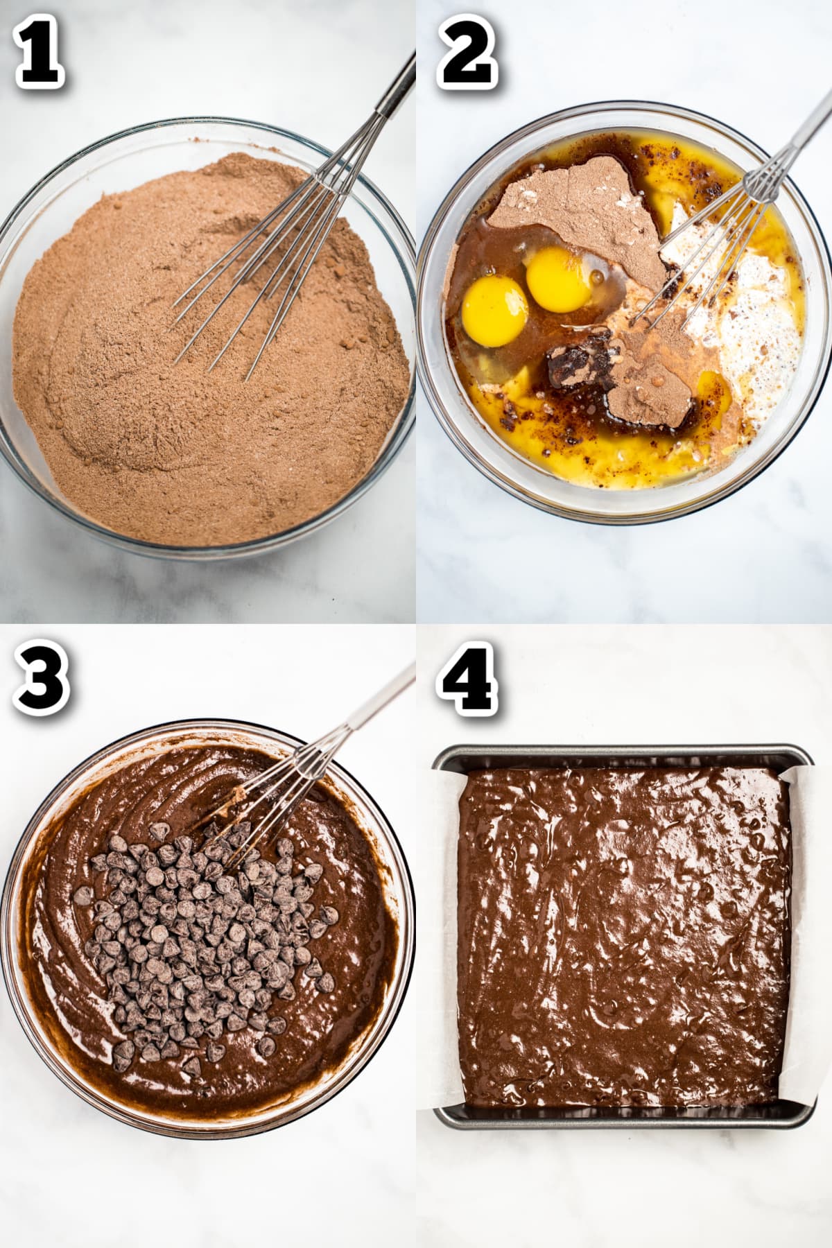 Step by step photos for how to make fudgy gluten free brownies.
