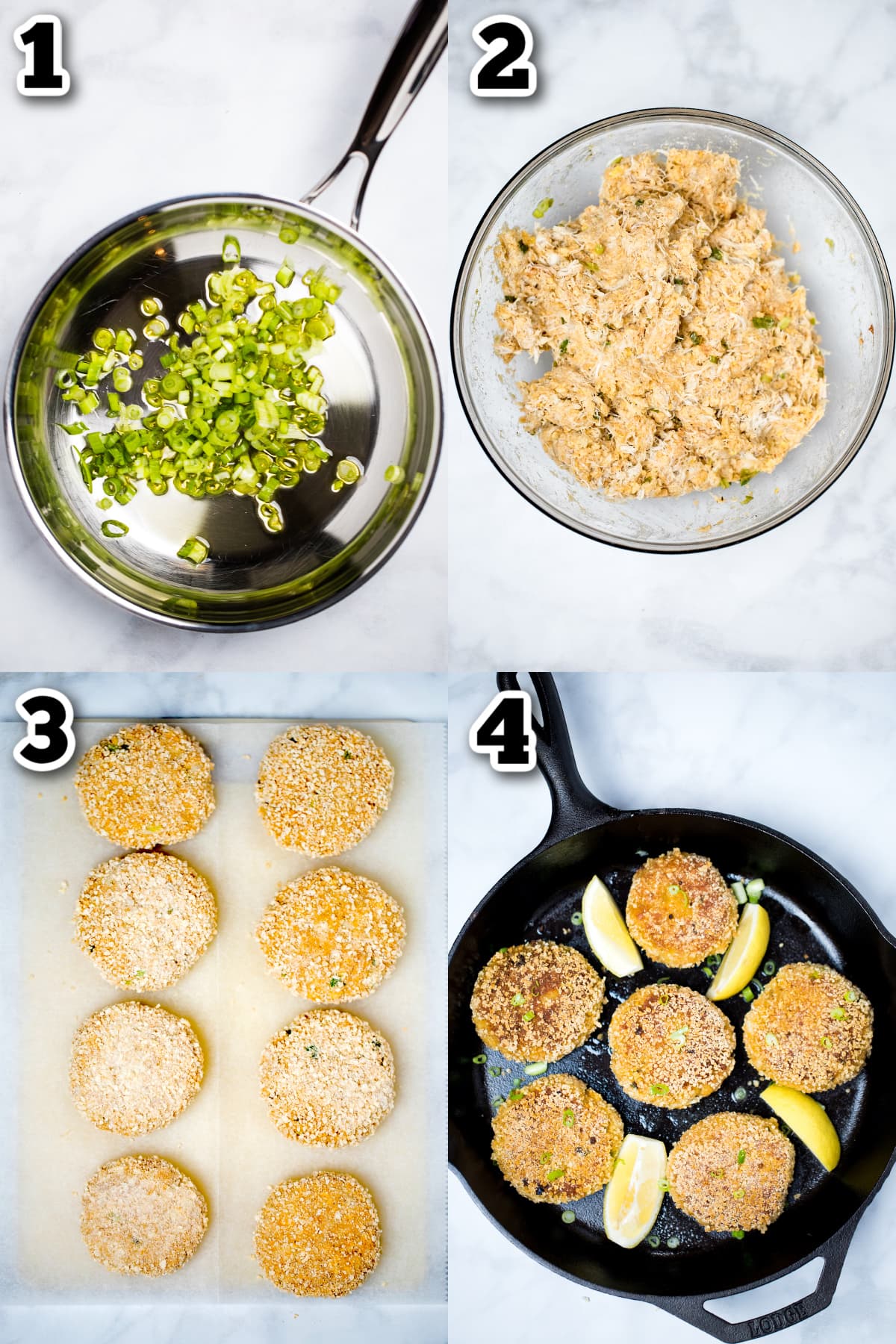 Step by step instructions for how to make gluten free crab cakes.