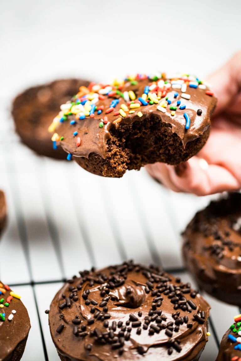 Double Chocolate Donuts • Dishing Delish