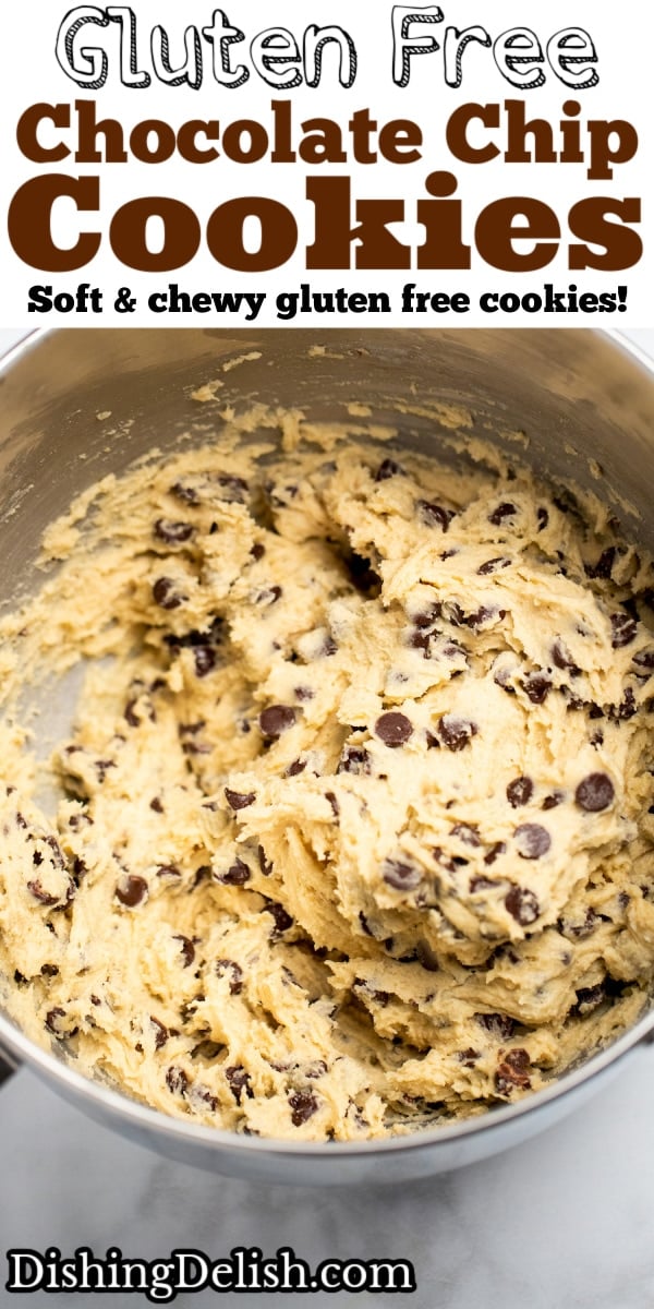 Pinterest pin with a mixing bowl full of cookie dough.