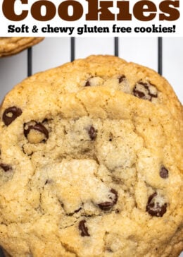 Pinterest pin with a large chocolate chip cookie.