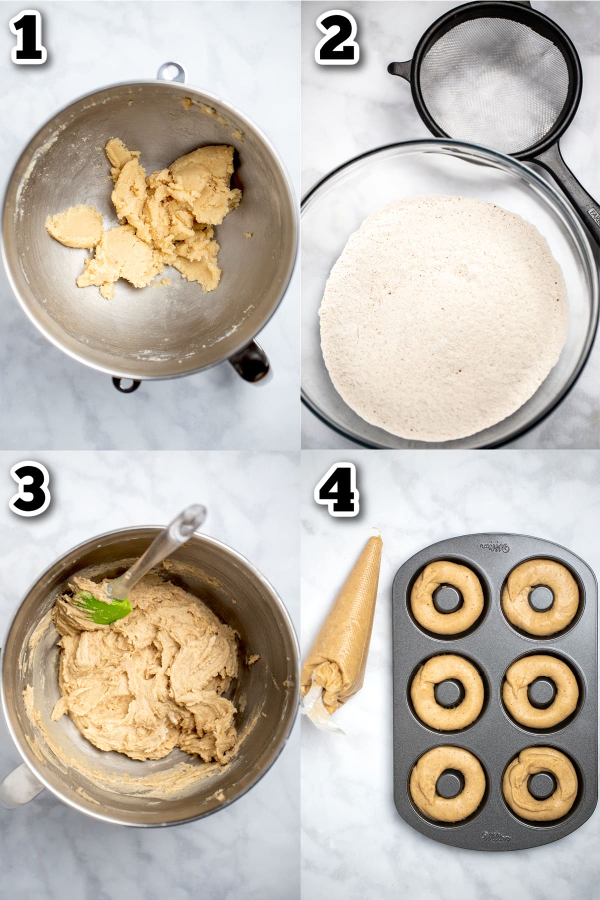 Step by step photos of how to make cinnamon sugar doughnuts