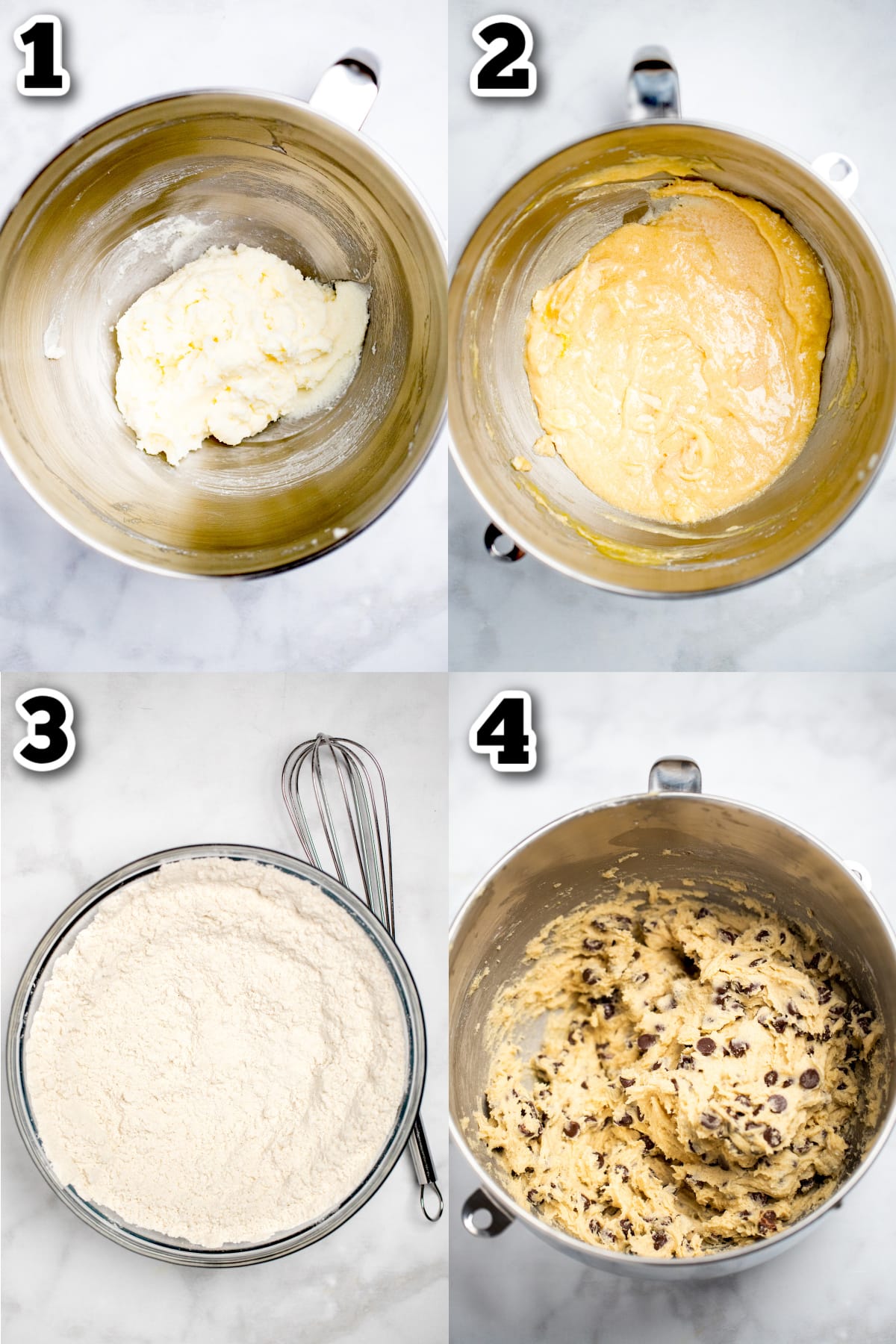 Step by step photos for how to make gluten free chocolate chip cookies.