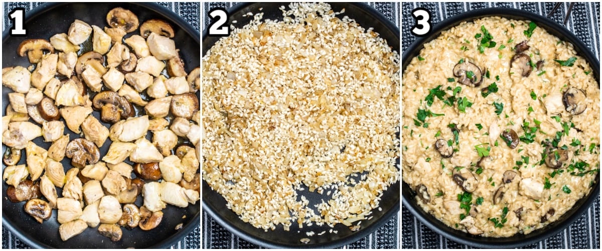 Step by step instructions for how to make chicken risotto.