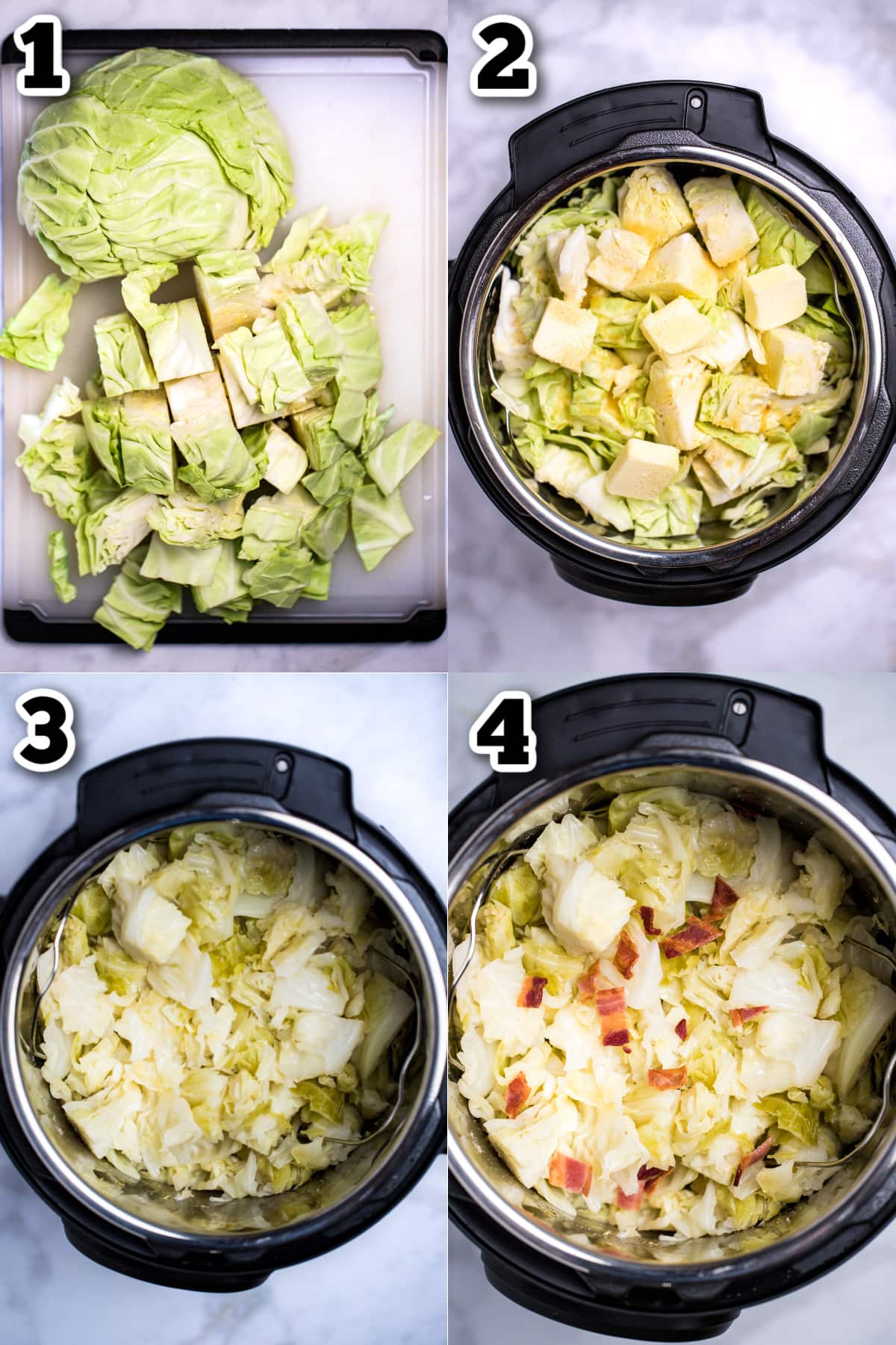 Step by step instructions for how to make instant pot cabbage.