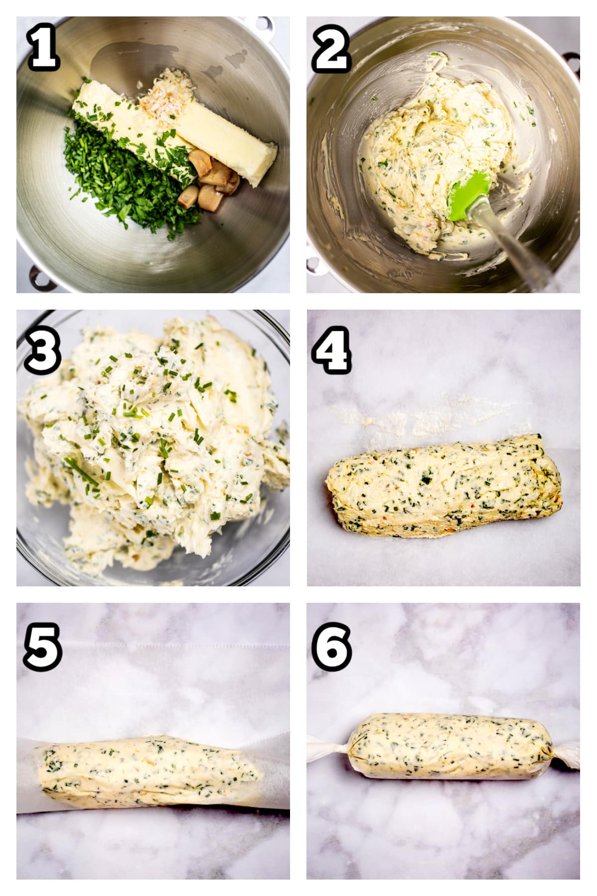 Step by step instructions for how to make garlic herb butter.