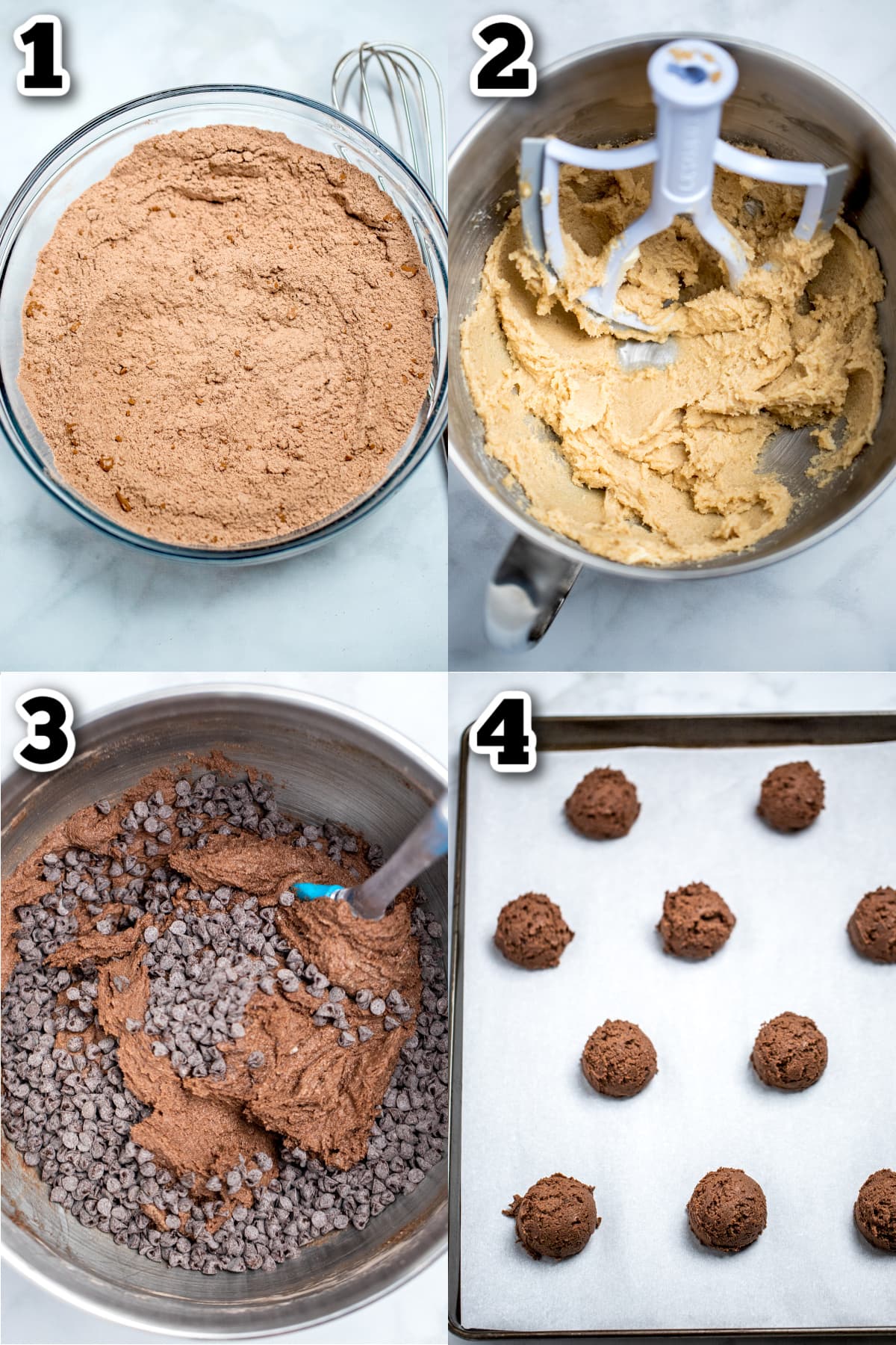 Step by step photos for how to make peppermint chocolate cookies.