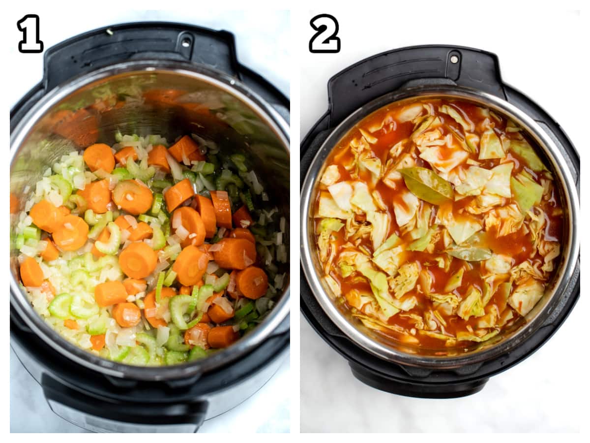 Step by step instructions for how to make cabbage soup.