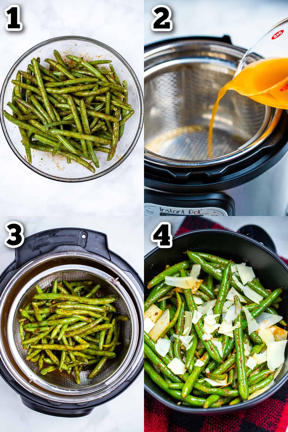 Step by step photos for how to make instant pot green beans.