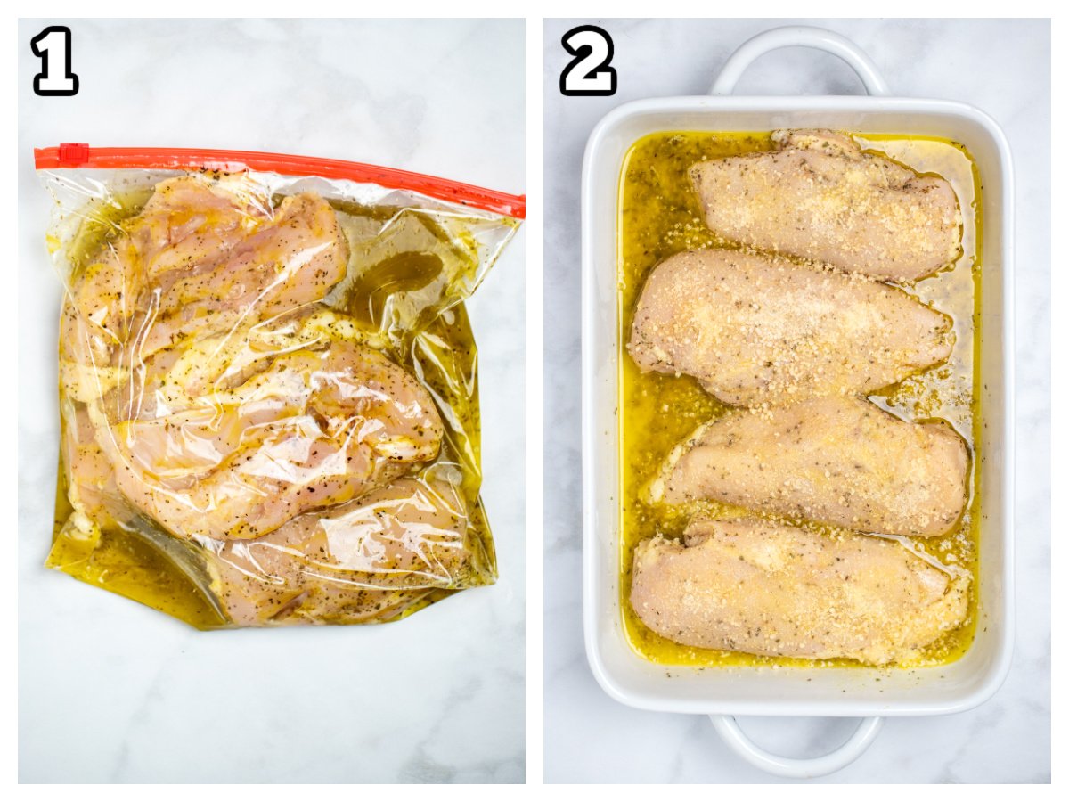 Step by step photos of how to make Italian Dressing Chicken.