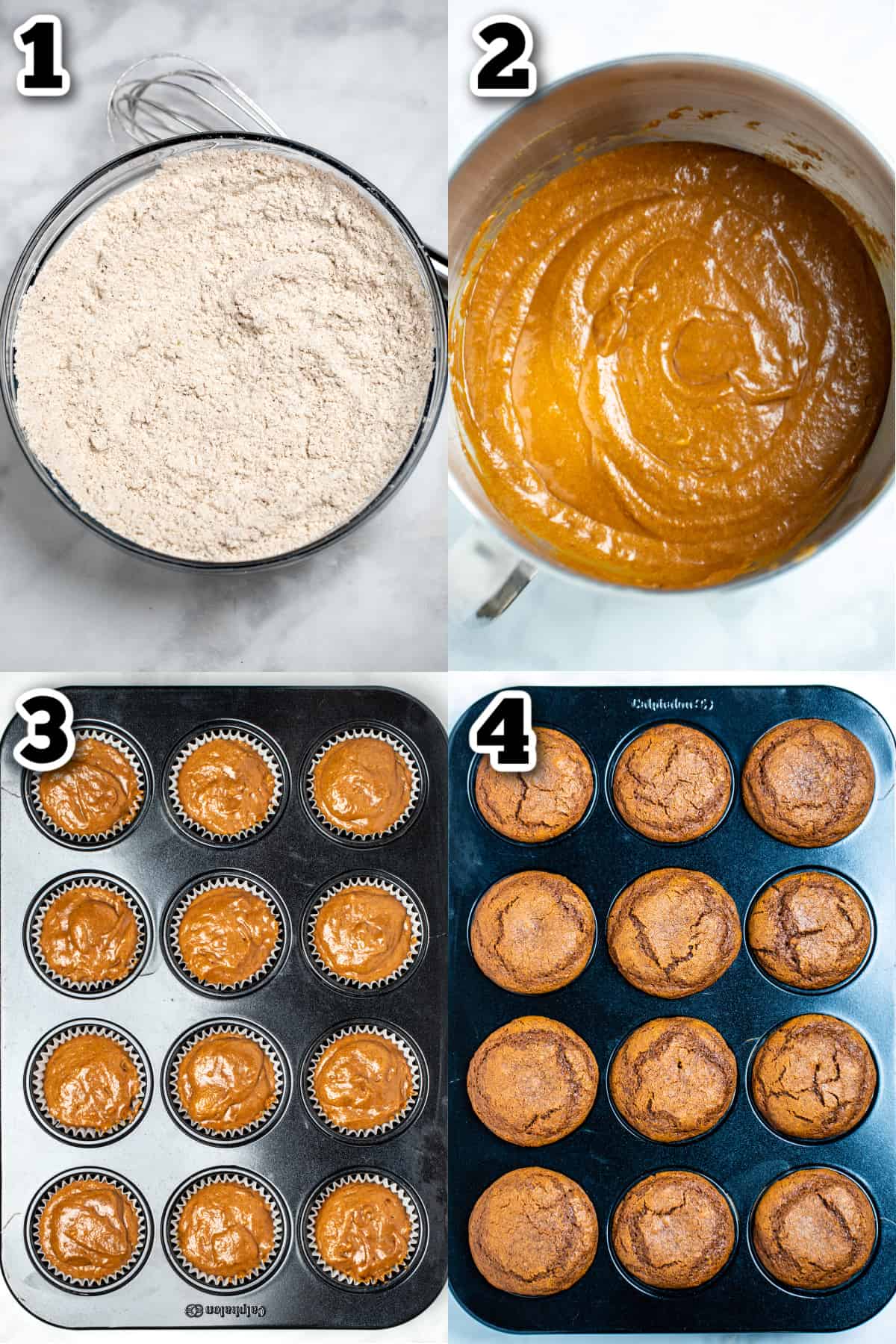 Step by step photos of how to make gingerbread cupcakes.
