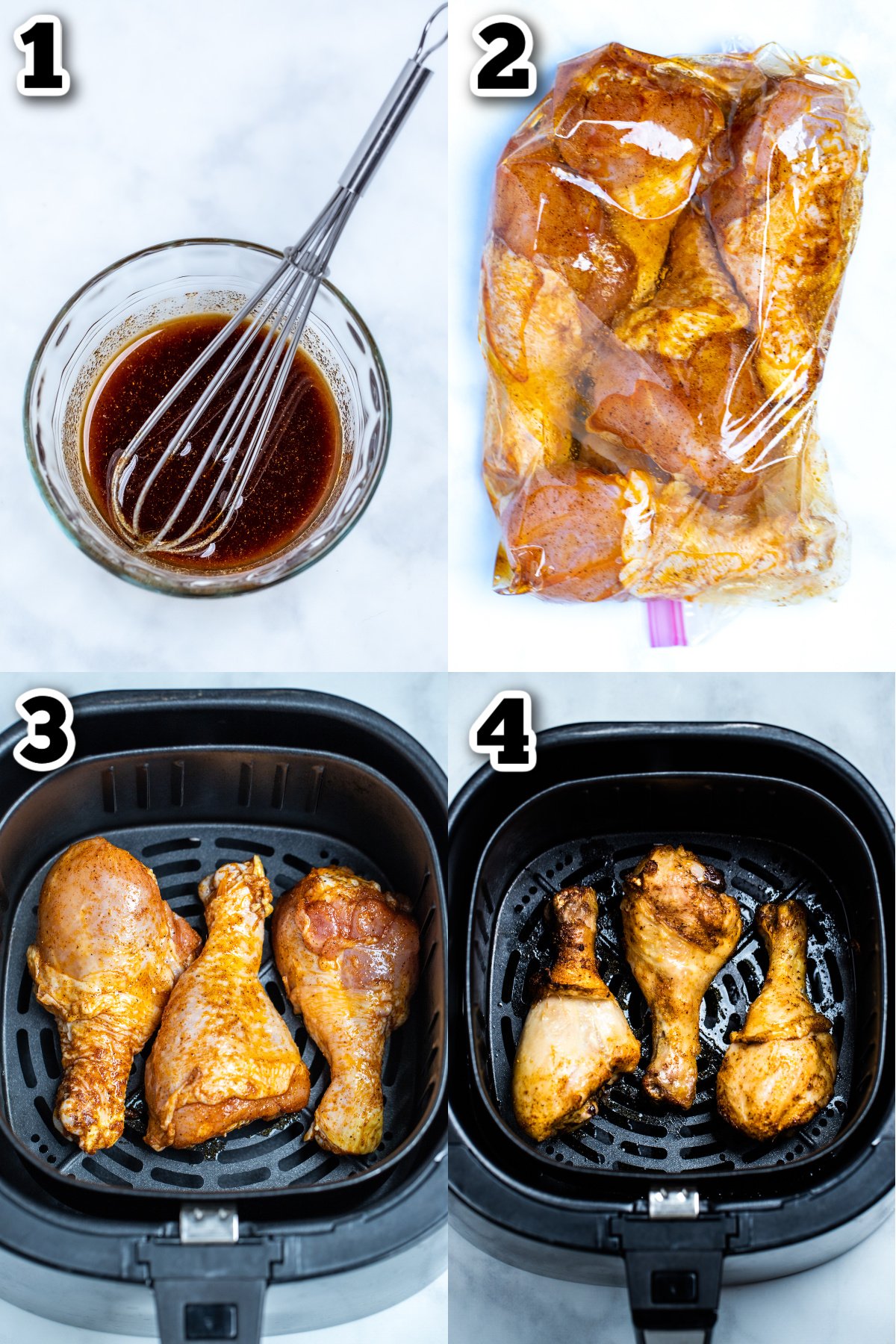 Step by step photos for how to make chicken drumsticks.