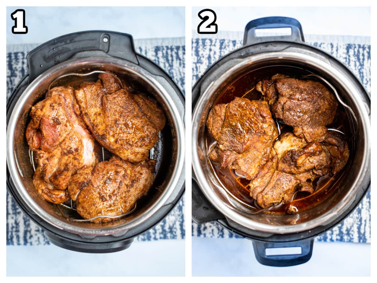 Step by step photos for how to make instant pot pork shoulder.