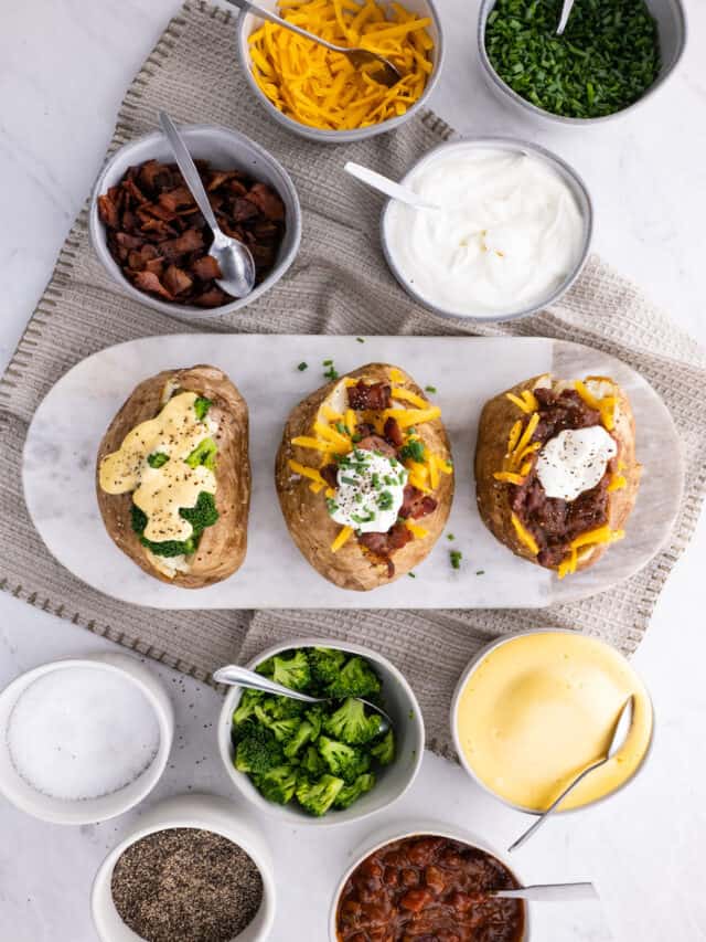 Baked Potato Bar Ideas • Dishing Delish