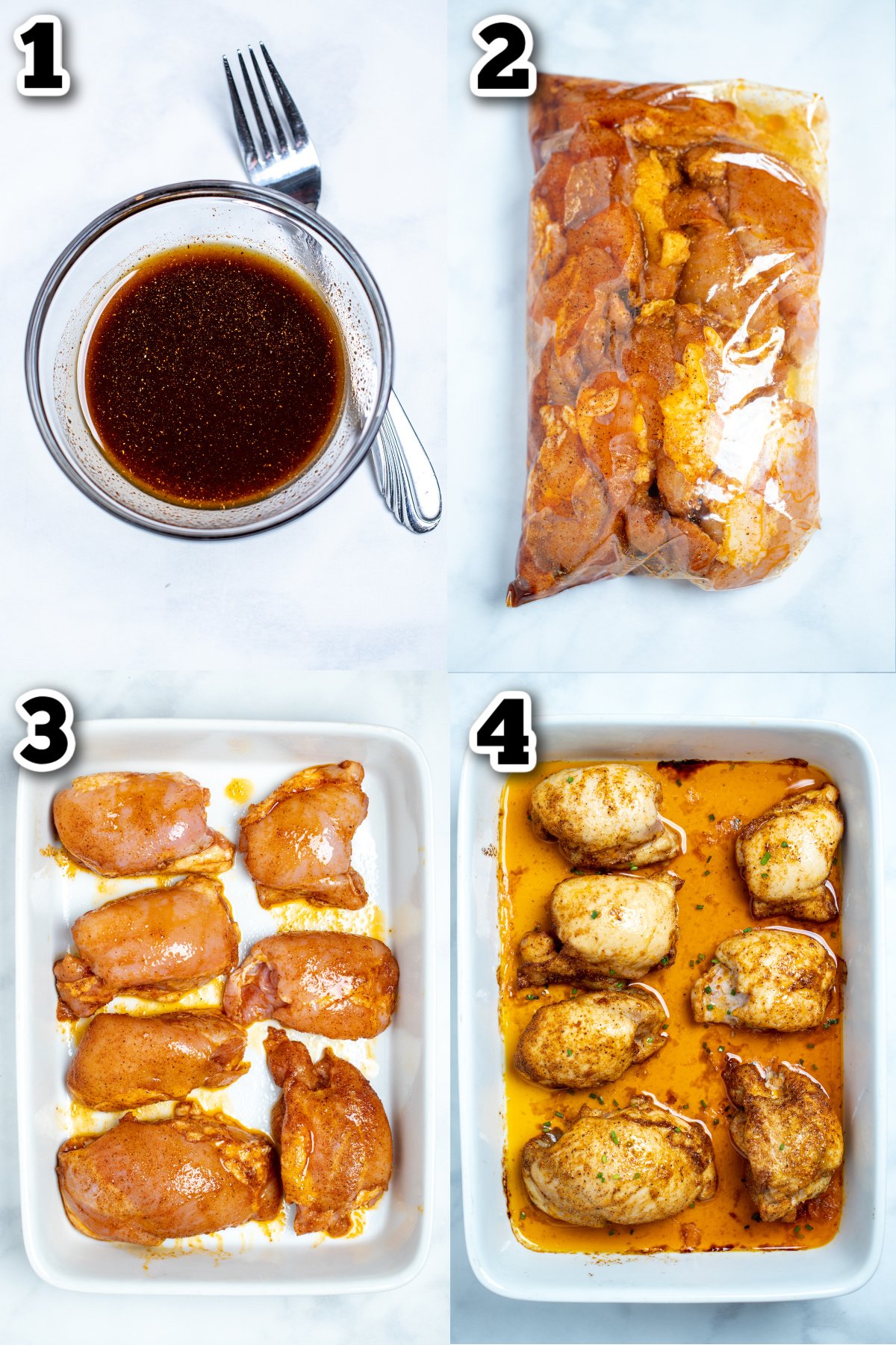 Step by step photos for how to make boneless skinless chicken thighs.