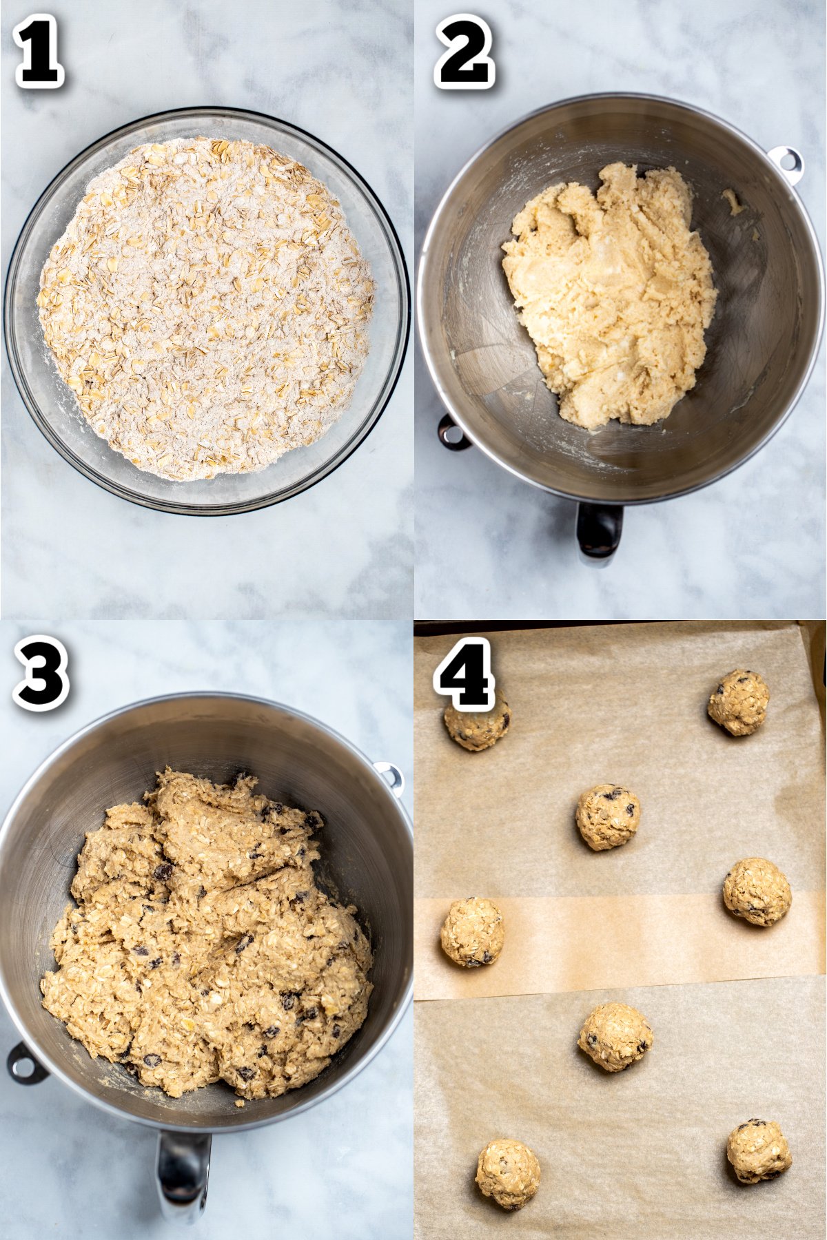 Step by step photos for how to make gluten free oatmeal cookies.