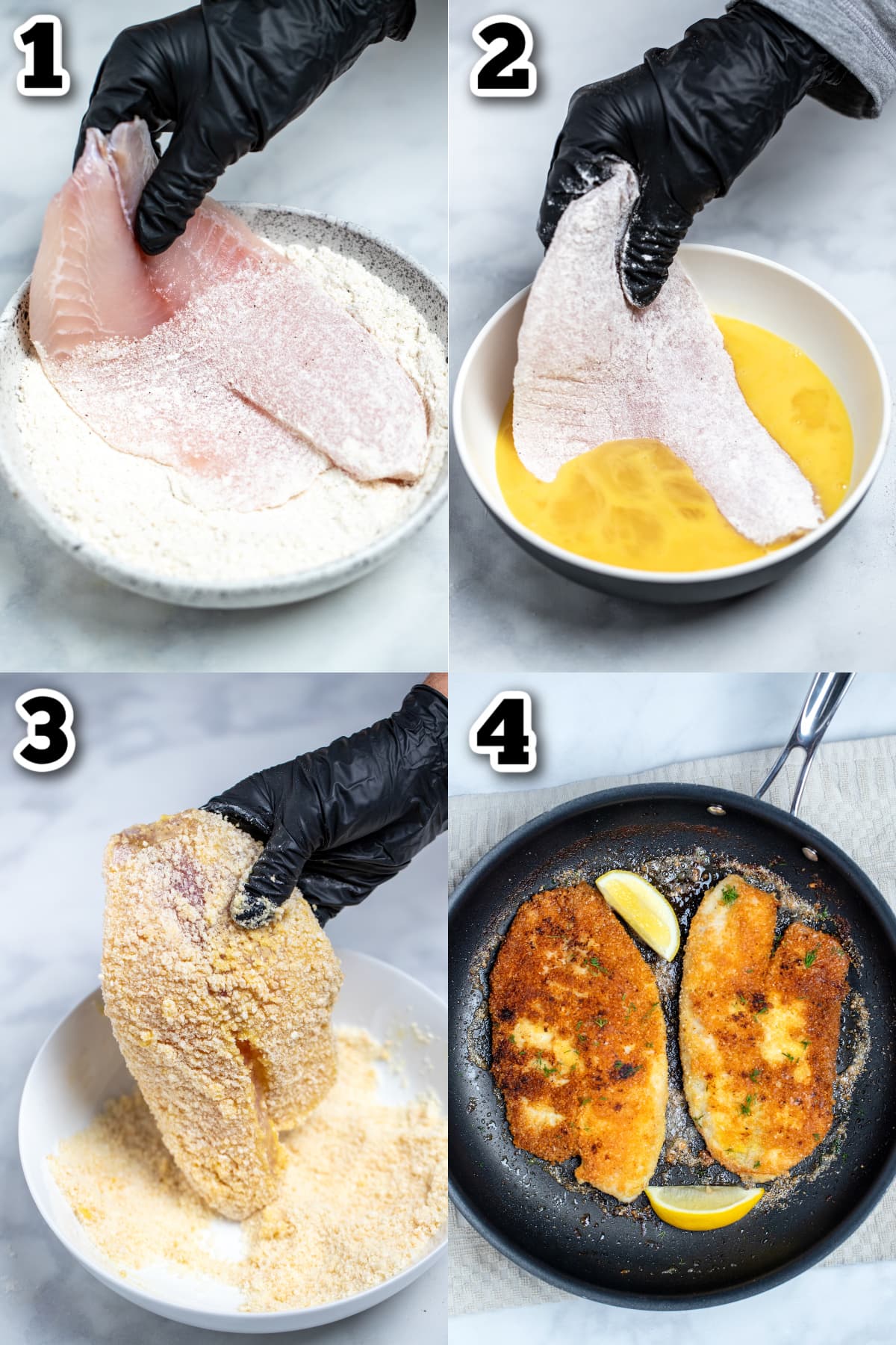 Step by step photos for how to make parmesan crusted tilapia.