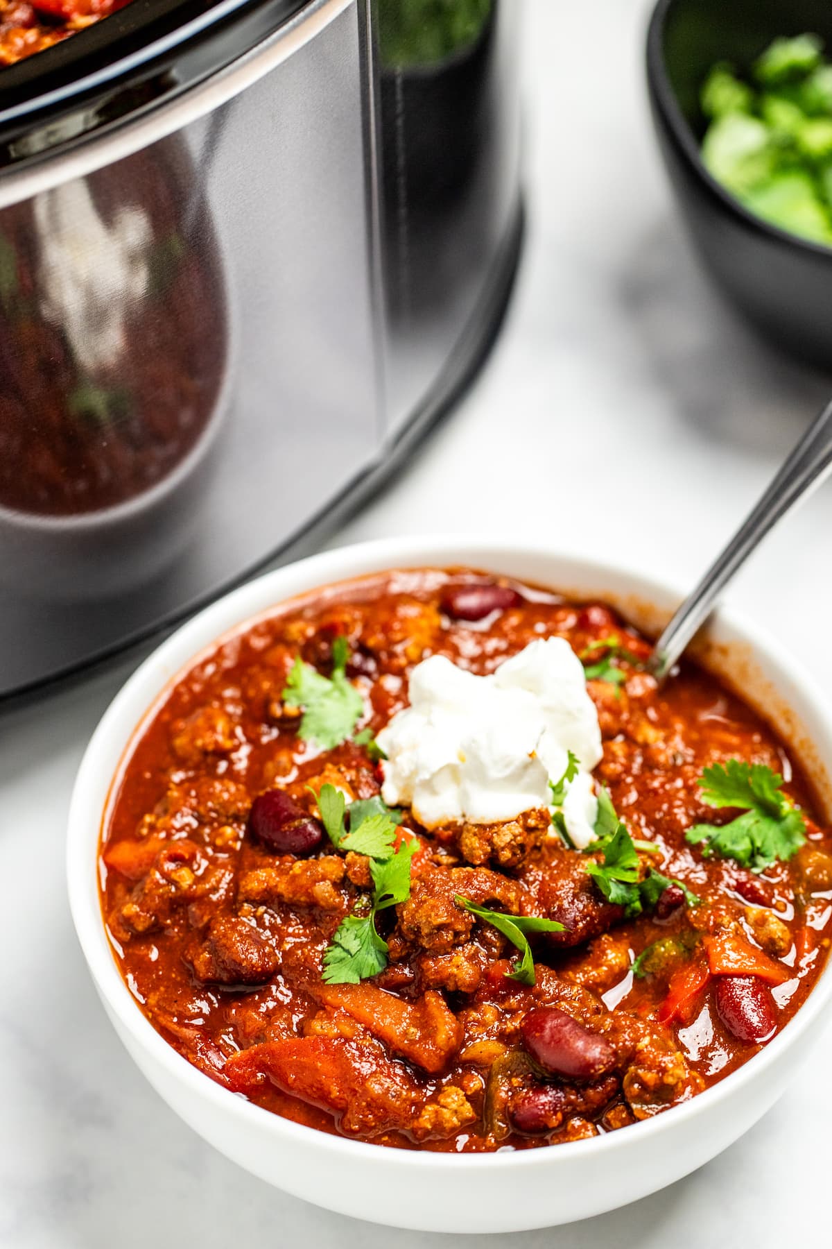 Slow Cooker Turkey Chili - Simply Happy Foodie