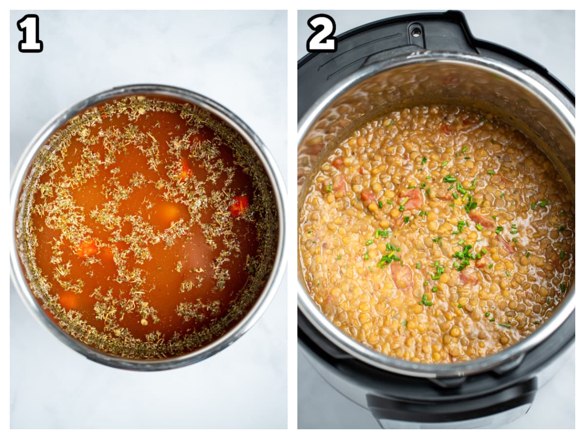 Step by step photos for how to make instant pot lentils.