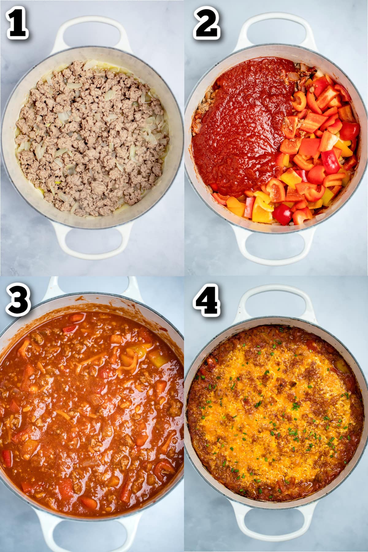 Step by step photos for how to make stuffed pepper casserole.