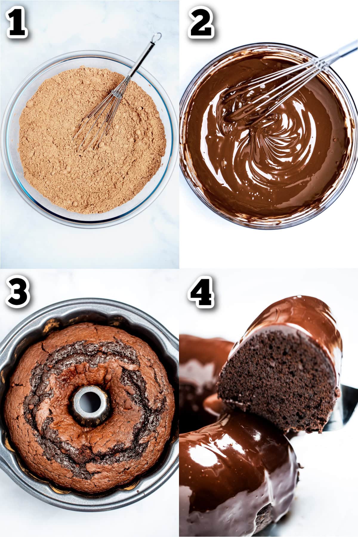 Step by step photos for how to make chocolate brownie cake.